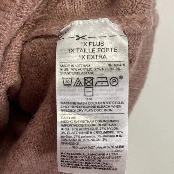 Old Navy Sweater Womens Plus Size 1X Pink Colorblock Crewneck NWT - Picture 4 of 8